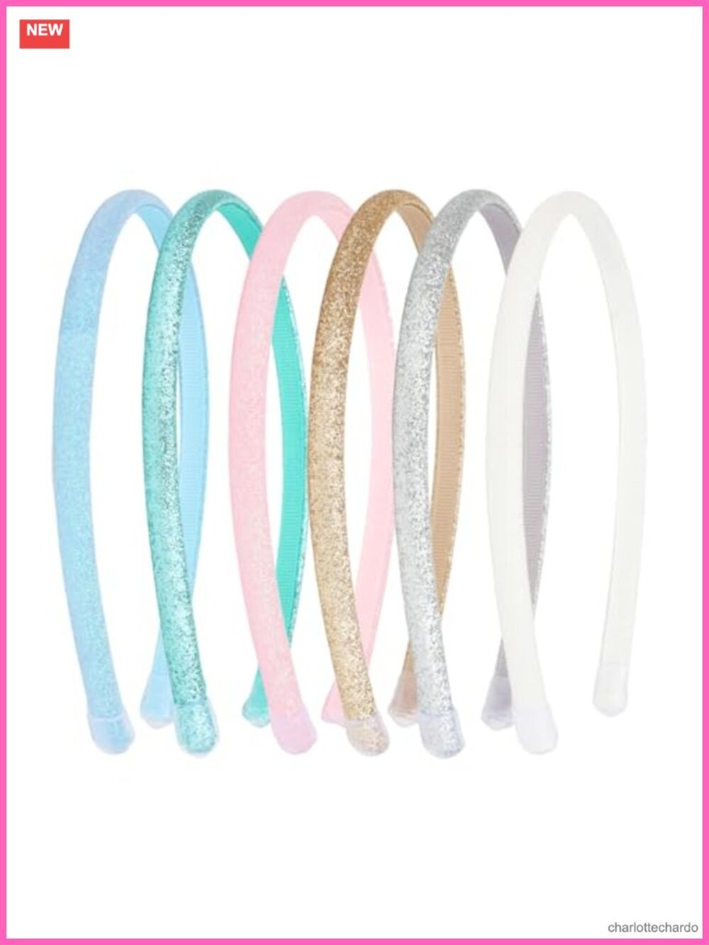 6 Pack Thin Glitter Headbands Sparkle Hair Accessories for Girls Toddler